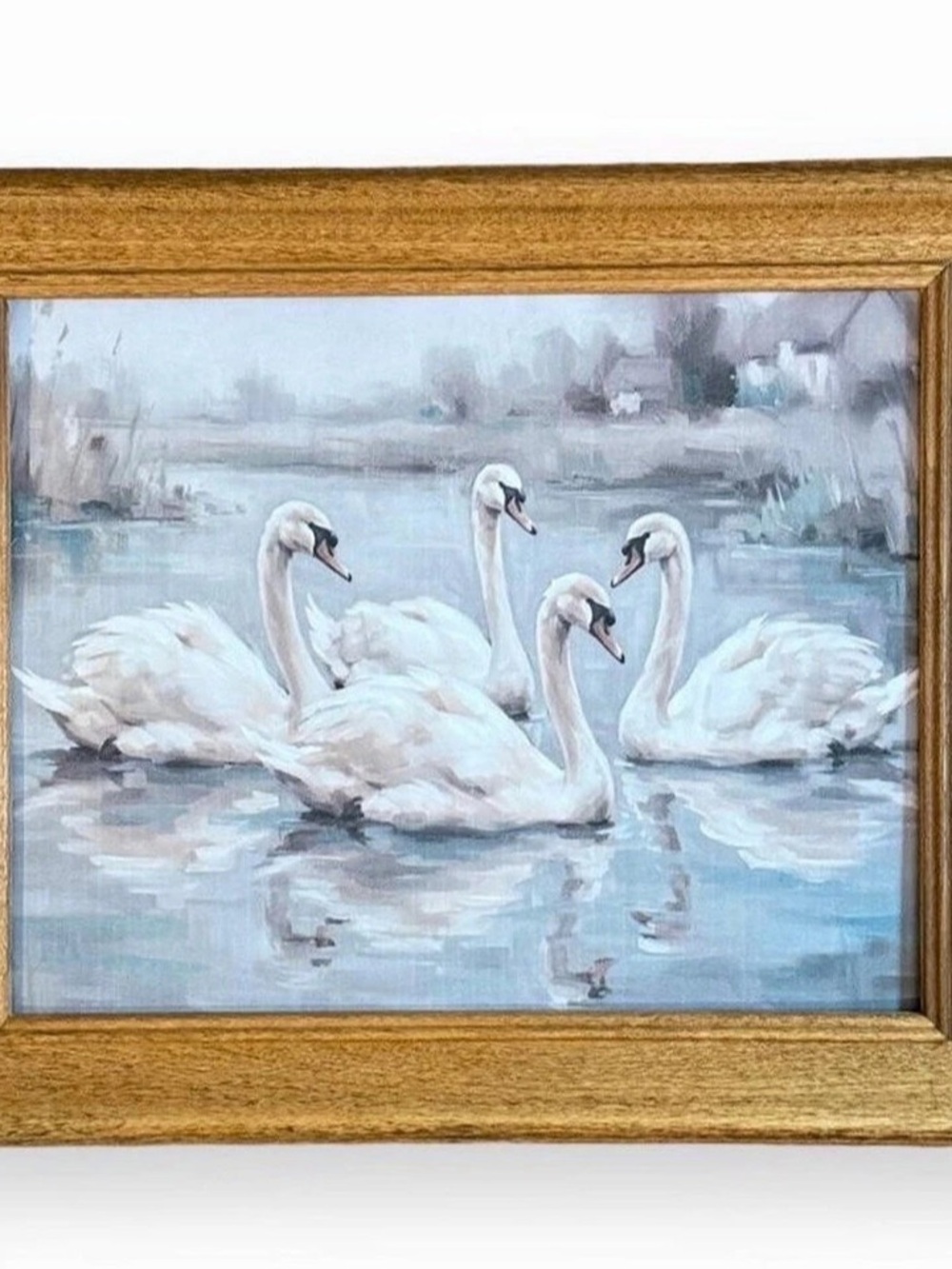 Swan Lake Painting in Blue & White
